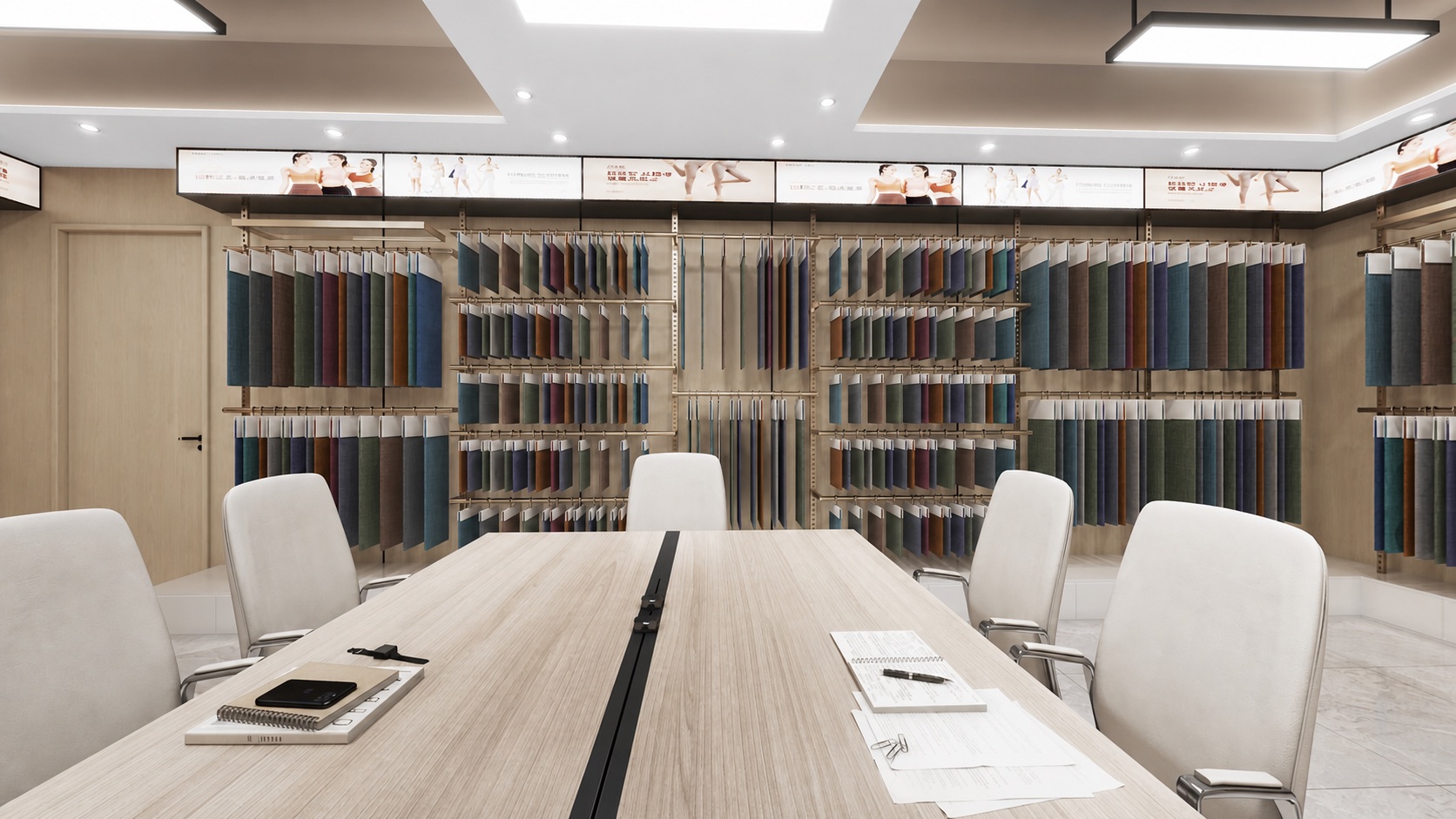 Yiyuan fabric sample showroom and meeting space